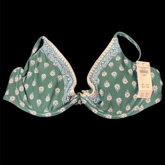 Hollister - Embroidered Stitch Plunge Underwire Bikini Top - XLarge - NWT - Picture 1 of 3